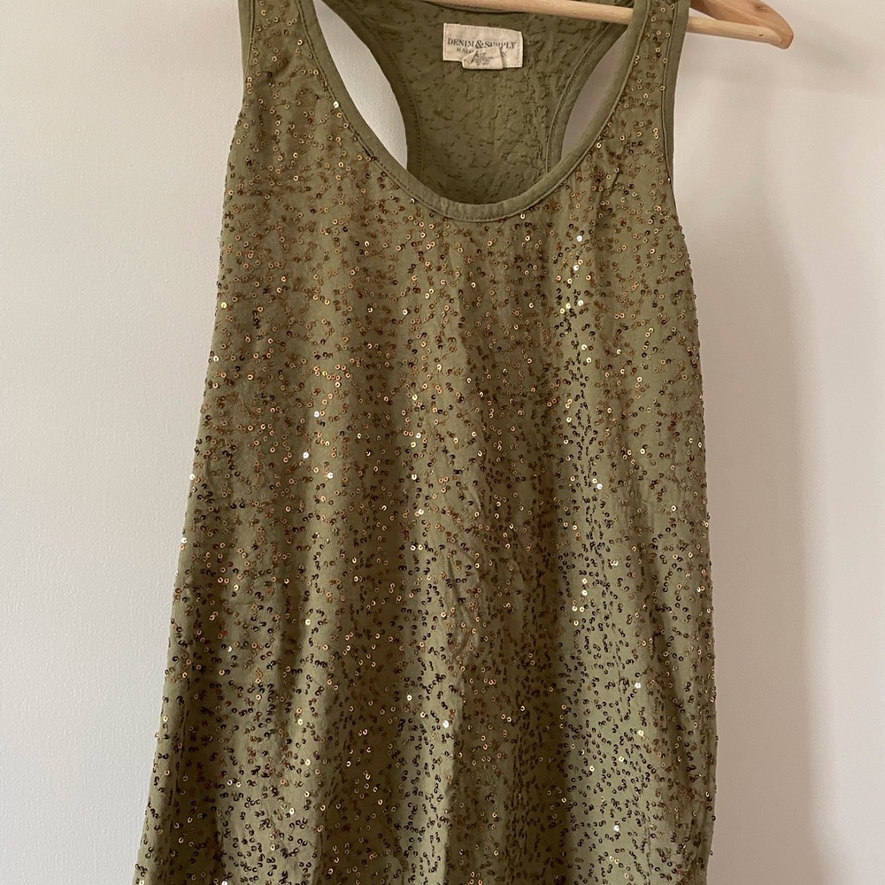 Denim & Supply sequin tank in army green